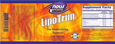 Photo of the NOW Sports LipoTrim label
