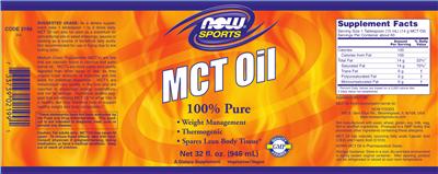 Photo of the NOW Sports MCT Oil label