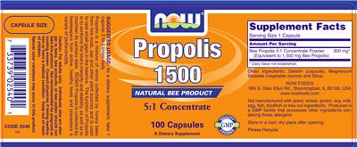 Photo of the NOW Propolis 1500 label
