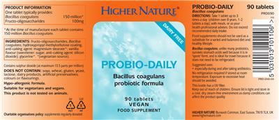Photo of the Higher Nature Probio-Daily label