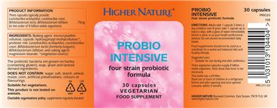 Photo of the Higher Nature Probio Intensive label