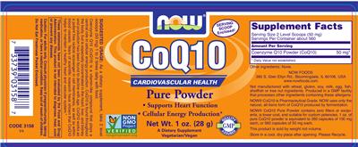Photo of the NOW CoQ10 label