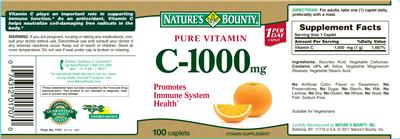 Photo of the Nature's Bounty C-1000 mg label