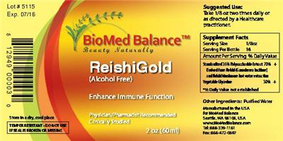 Photo of the BioMed Balance ReishiGold (Alcohol Free) label