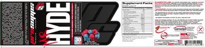 Photo of the PS ProSupps Mr Hyde Intense Energy Pre Workout Blue Razz label