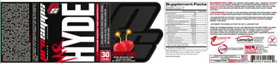 Photo of the PS ProSupps Mr Hyde Intense Energy Pre Workout Cherry Bomb label