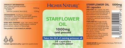Photo of the Higher Nature Starflower Oil 1000 mg label