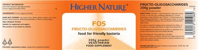 Photo of the Higher Nature FOS Fructo-Oligosaccharides label