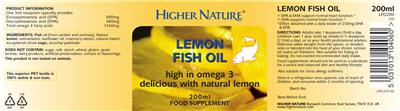 Photo of the Higher Nature Lemon Fish Oil label