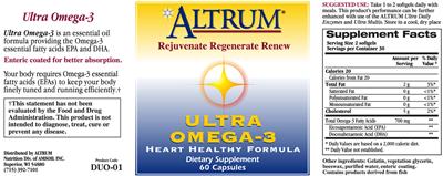Photo of the Altrum Ultra Omega-3 label