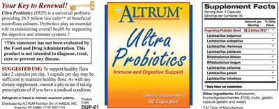 Photo of the Altrum Ultra Probiotics label