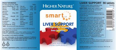 Photo of the Higher Nature Liver Support label