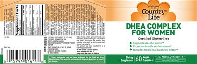 Photo of the Country Life DHEA Complex For Women label