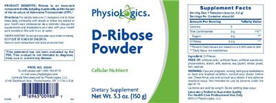 Photo of the PhysioLogics D-Ribose Powder label