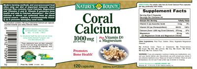 Photo of the Nature's Bounty Coral Calcium plus Vitamin D3 & Magnesium label