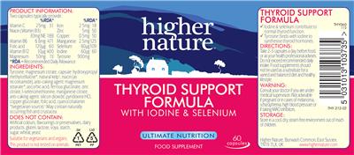 Photo of the Higher Nature Thyroid Support Formula label