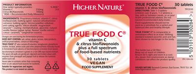 Photo of the Higher Nature True Food C label
