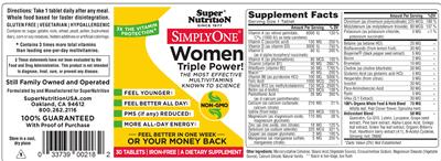Photo of the SuperNutrition SimplyOne Women Iron-Free label