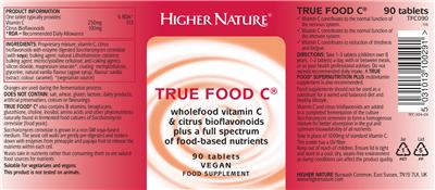 Photo of the Higher Nature True Food C label