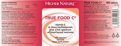 Photo of the Higher Nature True Food C label