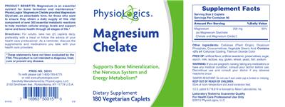 Photo of the PhysioLogics Magnesium Chelate label