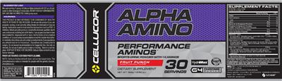 Photo of the Cellucor Alpha Amino Fruit Punch label