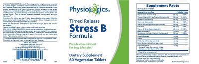 Photo of the PhysioLogics Timed Release Stress B Formula label