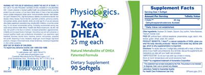 Photo of the PhysioLogics 7-Keto DHEA label