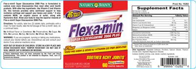 Photo of the Nature's Bounty Flex-A-Min Super Glucosamine 2000 Plus label