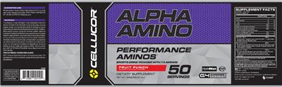Photo of the Cellucor Alpha Amino Fruit Punch label