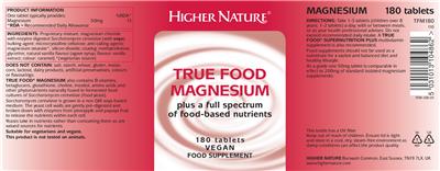 Photo of the Higher Nature True Food Magnesium label