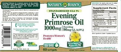 Photo of the Nature's Bounty Evening Primrose Oil 1000 mg label