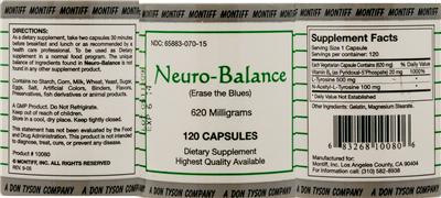 Photo of the Montiff Neuro-Balance 620 Milligrams label