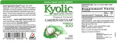 Photo of the Kyolic Kyolic Formula 100 label