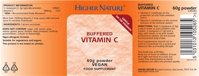 Photo of the Higher Nature Buffered Vitamin C label