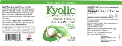 Photo of the Kyolic Kyolic Formula 100 label