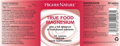 Photo of the Higher Nature True Food Magnesium label