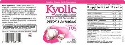 Photo of the Kyolic Kyolic A,C, E & Herbal Antioxidants label