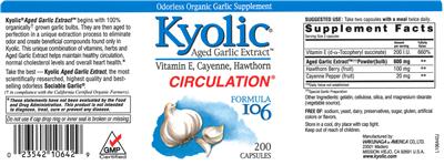 Photo of the Kyolic Kyolic Vitamin E, Cayenne, Hawthorn label