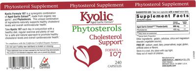 Photo of the Kyolic Kyolic Phytosterols Formula 107 label