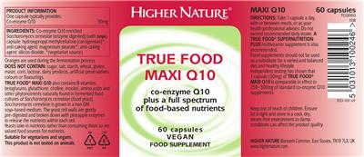 Photo of the Higher Nature True Food Maxi Q10 label
