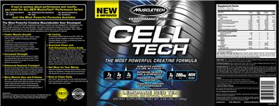 Photo of the MuscleTech Performance Series Cell Tech Lemonade Iced Tea label