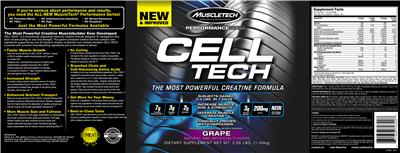 Photo of the MuscleTech Performance Series Cell Tech Grape label