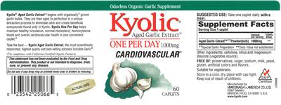 Photo of the Kyolic Kyolic One Per Day 1000 mg label