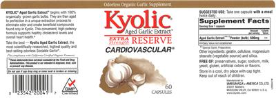 Photo of the Kyolic Kyolic Extra Strength Reserve label
