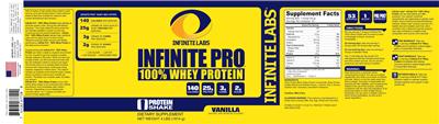 Photo of the Infinite Labs Infinite Pro 100% Whey Protein Vanilla label