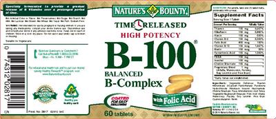 Time-Released High Potency B-100 Balanced B-Complex