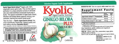 Photo of the Kyolic Kyolic Ginko Biloba Plus label