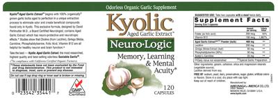 Photo of the Kyolic Kyolic Neuro-Logic label