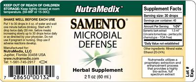 Photo of the NutraMedix Samento label